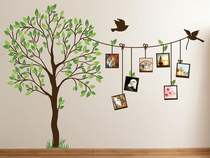 نقاشی درخت روی دیوار